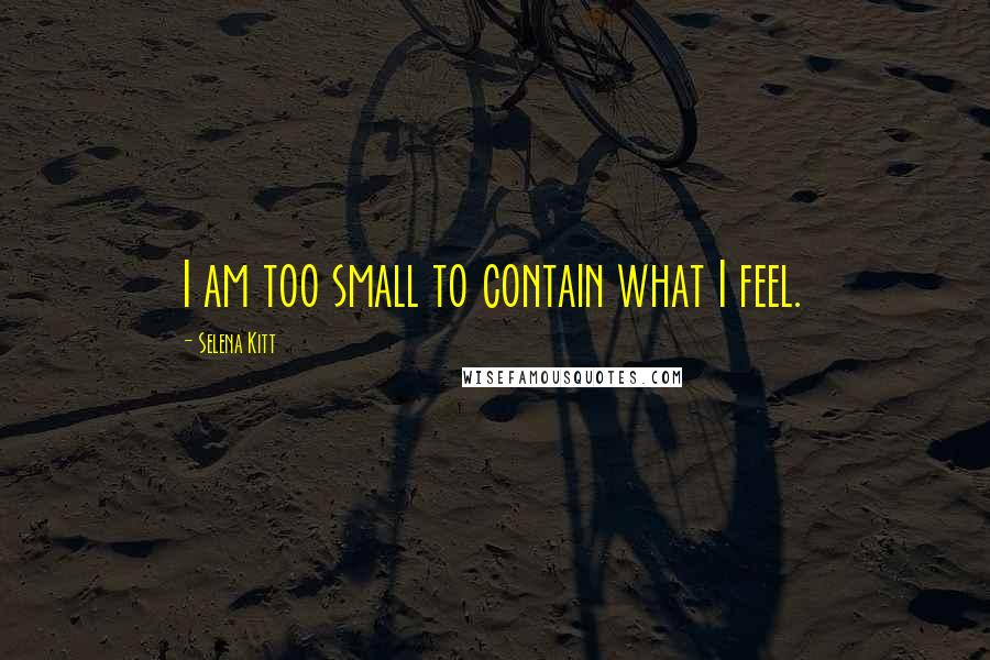 Selena Kitt Quotes: I am too small to contain what I feel.