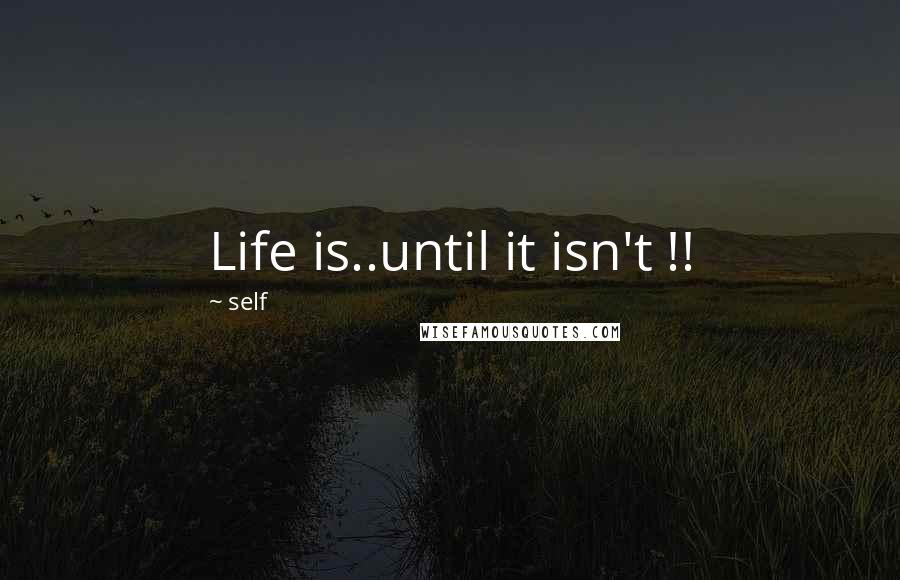 Self Quotes: Life is..until it isn't !!