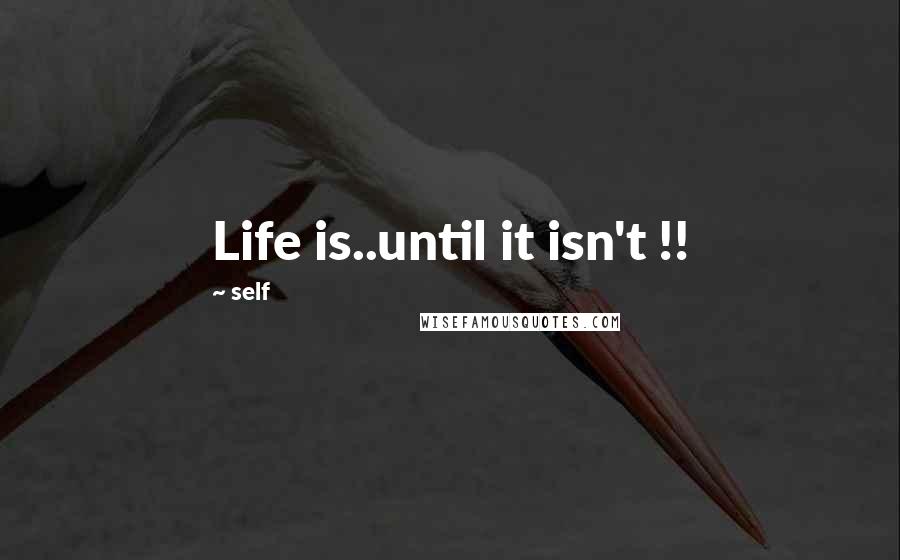 Self Quotes: Life is..until it isn't !!