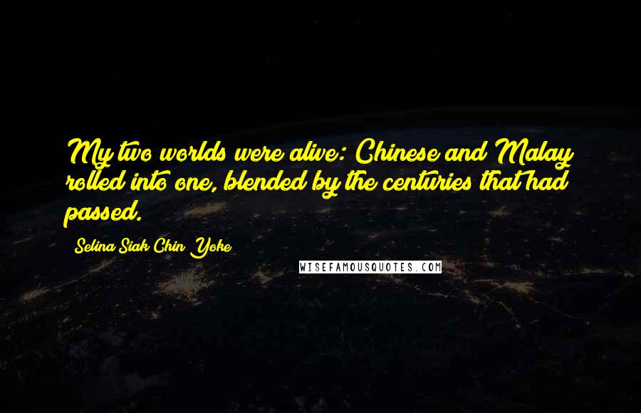 Selina Siak Chin Yoke Quotes: My two worlds were alive: Chinese and Malay rolled into one, blended by the centuries that had passed.