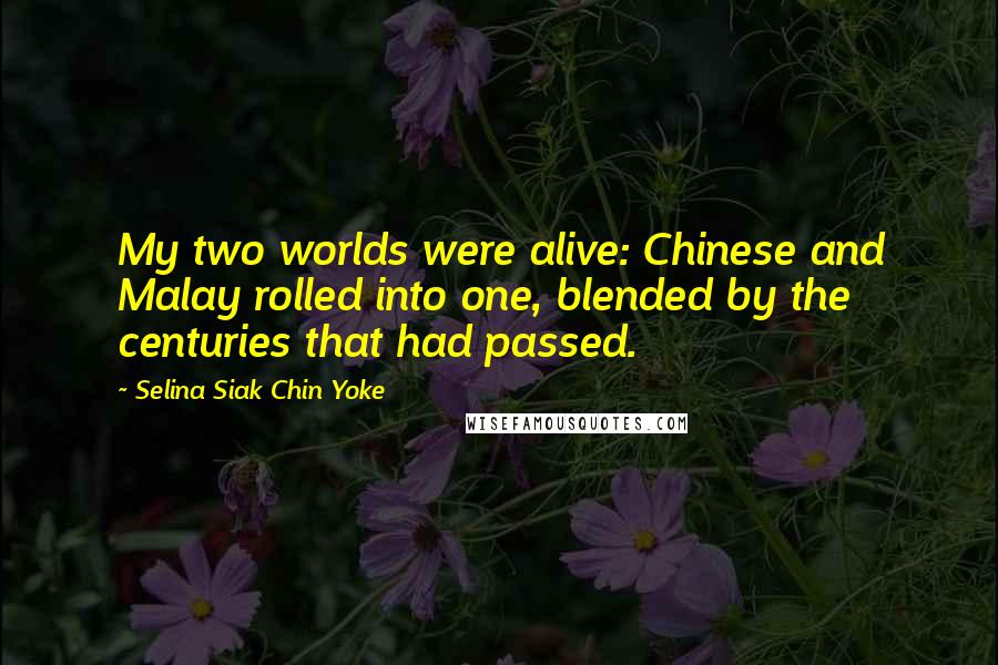 Selina Siak Chin Yoke Quotes: My two worlds were alive: Chinese and Malay rolled into one, blended by the centuries that had passed.