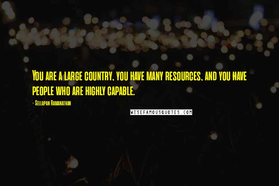 Sellapan Ramanathan Quotes: You are a large country, you have many resources, and you have people who are highly capable.