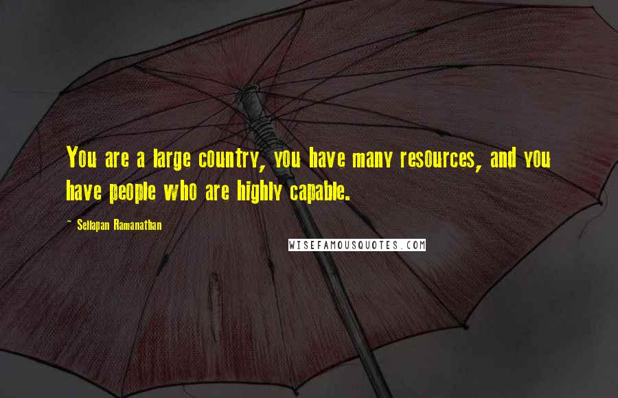 Sellapan Ramanathan Quotes: You are a large country, you have many resources, and you have people who are highly capable.