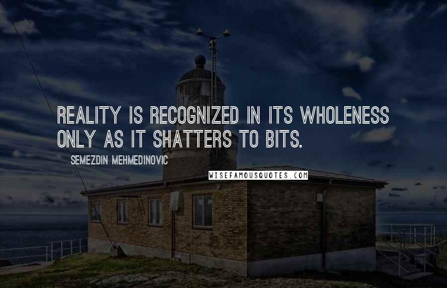 Semezdin Mehmedinovic Quotes: Reality is recognized in its wholeness only as it shatters to bits.