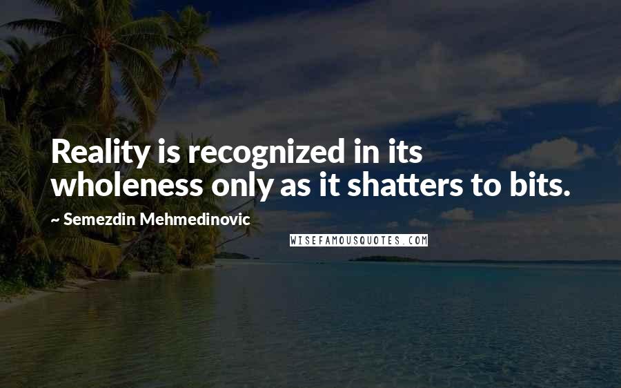 Semezdin Mehmedinovic Quotes: Reality is recognized in its wholeness only as it shatters to bits.