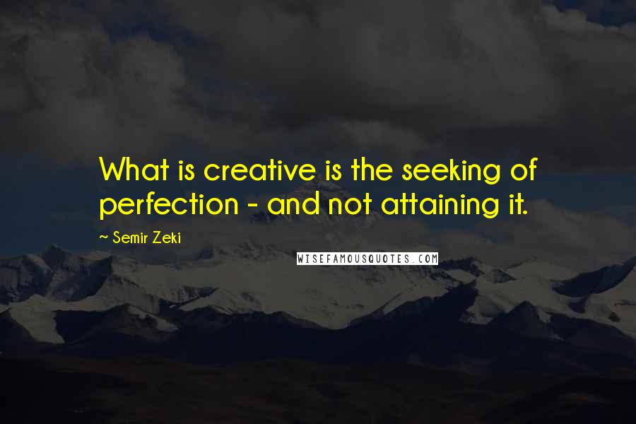 Semir Zeki Quotes: What is creative is the seeking of perfection - and not attaining it.