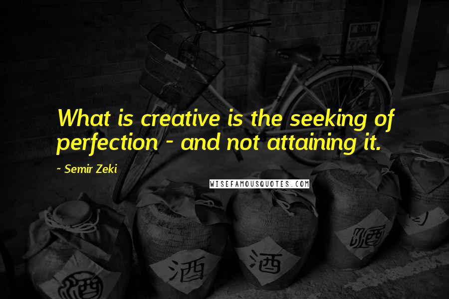 Semir Zeki Quotes: What is creative is the seeking of perfection - and not attaining it.