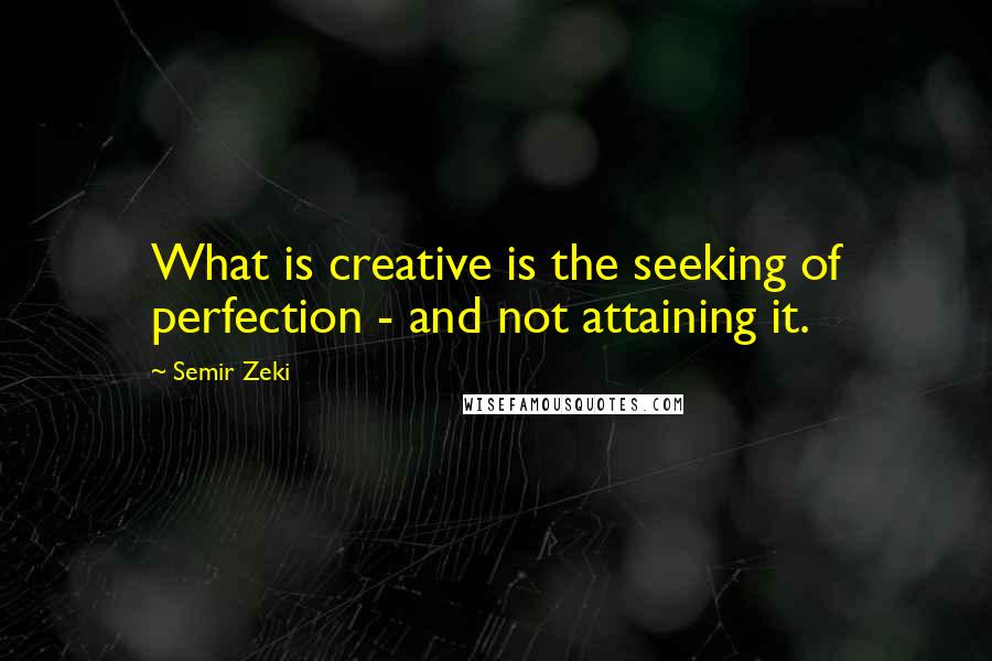 Semir Zeki Quotes: What is creative is the seeking of perfection - and not attaining it.