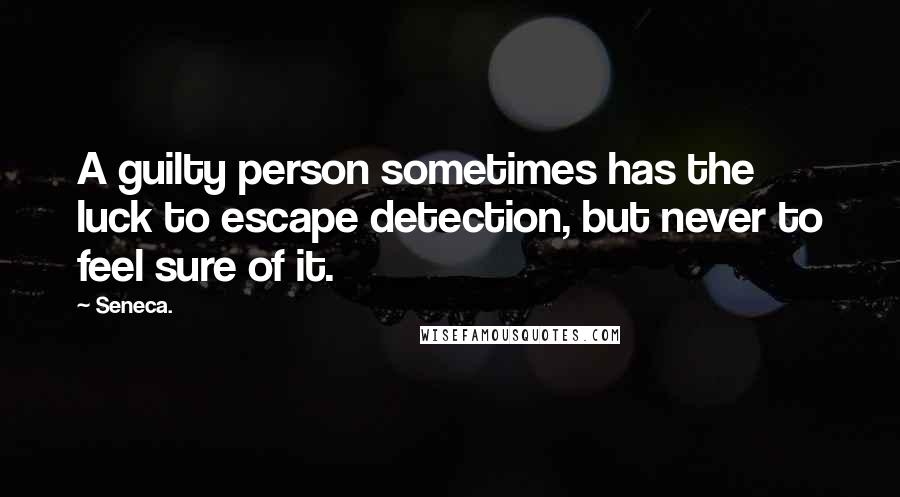 Seneca. Quotes: A guilty person sometimes has the luck to escape detection, but never to feel sure of it.
