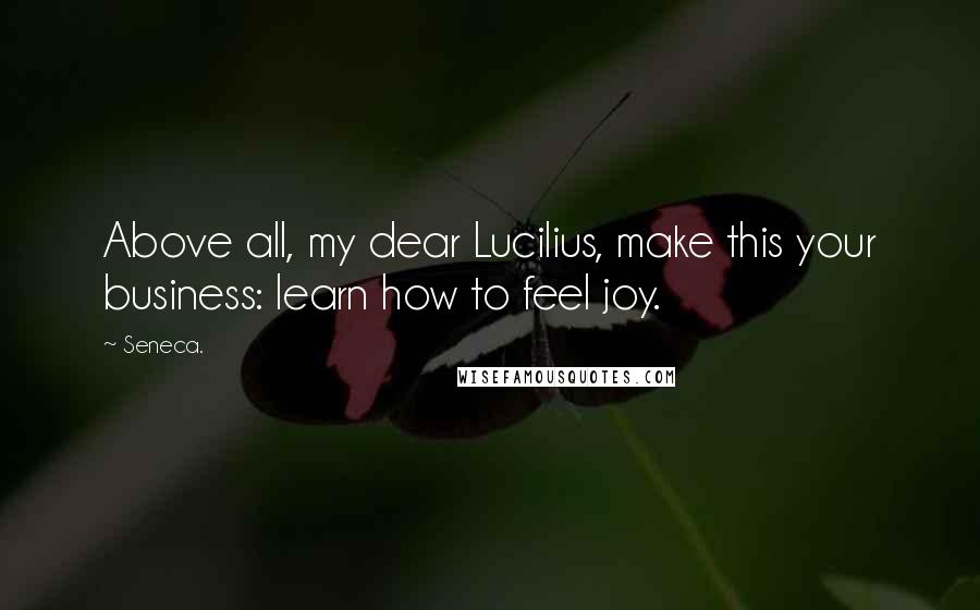 Seneca. Quotes: Above all, my dear Lucilius, make this your business: learn how to feel joy.