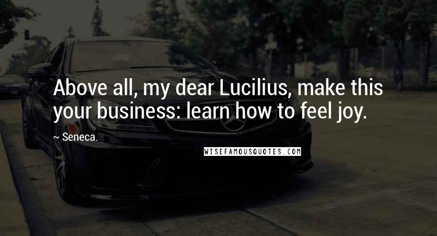 Seneca. Quotes: Above all, my dear Lucilius, make this your business: learn how to feel joy.