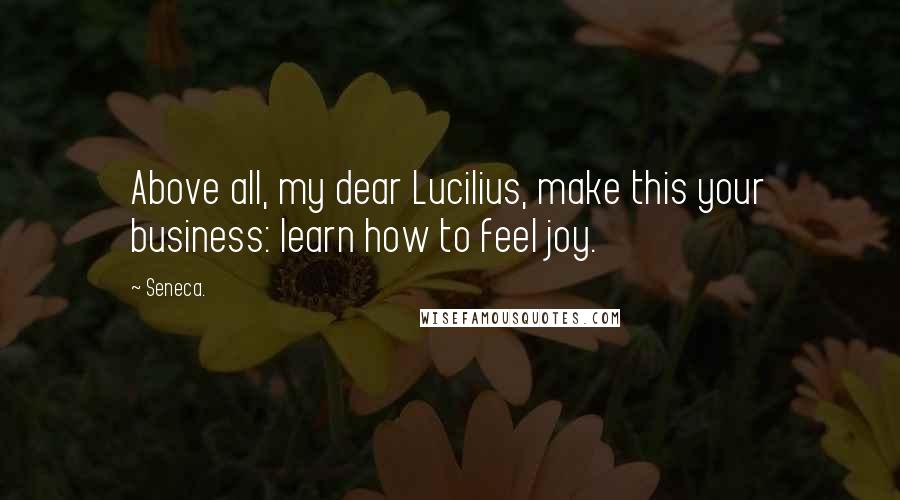 Seneca. Quotes: Above all, my dear Lucilius, make this your business: learn how to feel joy.