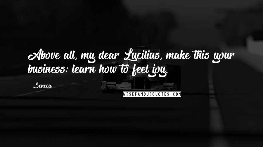 Seneca. Quotes: Above all, my dear Lucilius, make this your business: learn how to feel joy.