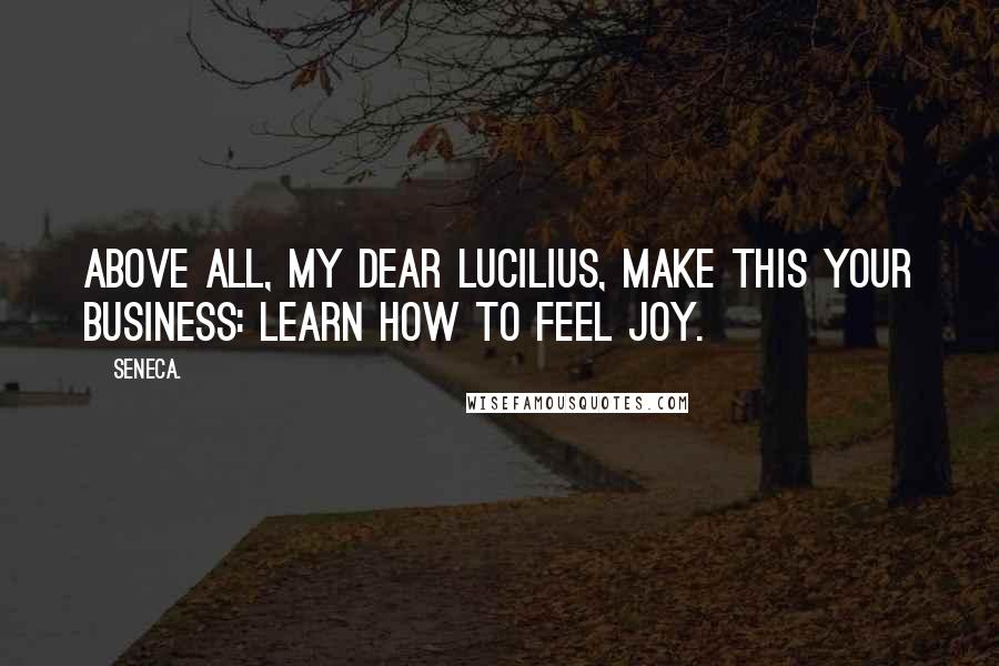 Seneca. Quotes: Above all, my dear Lucilius, make this your business: learn how to feel joy.