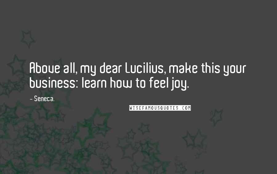 Seneca. Quotes: Above all, my dear Lucilius, make this your business: learn how to feel joy.