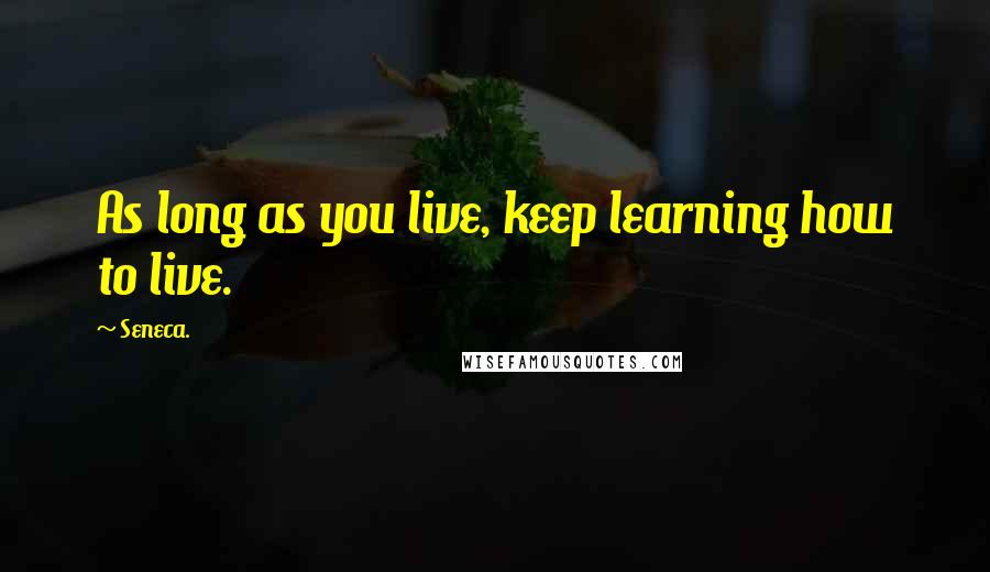 Seneca. Quotes: As long as you live, keep learning how to live.