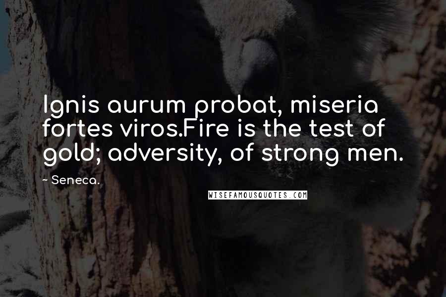 Seneca. Quotes: Ignis aurum probat, miseria fortes viros.Fire is the test of gold; adversity, of strong men.