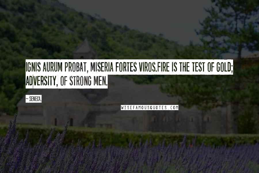 Seneca. Quotes: Ignis aurum probat, miseria fortes viros.Fire is the test of gold; adversity, of strong men.