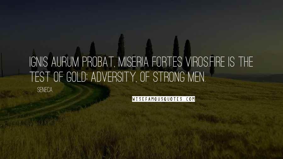 Seneca. Quotes: Ignis aurum probat, miseria fortes viros.Fire is the test of gold; adversity, of strong men.
