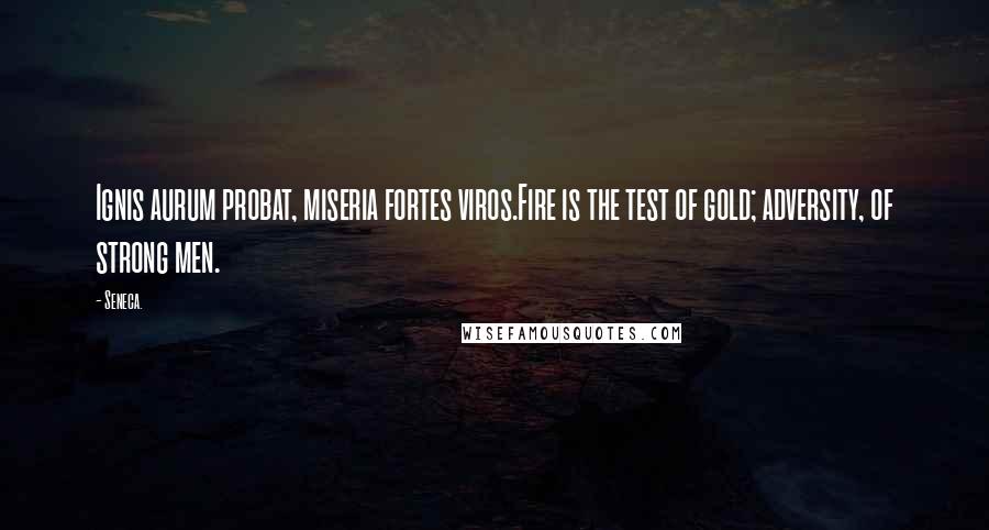 Seneca. Quotes: Ignis aurum probat, miseria fortes viros.Fire is the test of gold; adversity, of strong men.