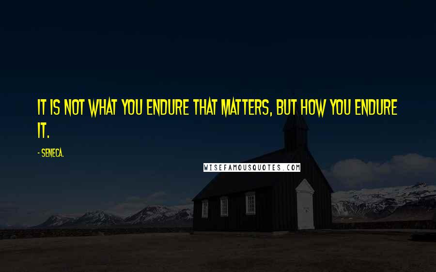 Seneca. Quotes: It is not what you endure that matters, but how you endure it.