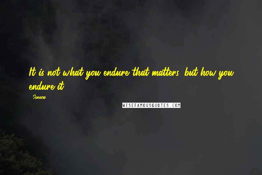 Seneca. Quotes: It is not what you endure that matters, but how you endure it.