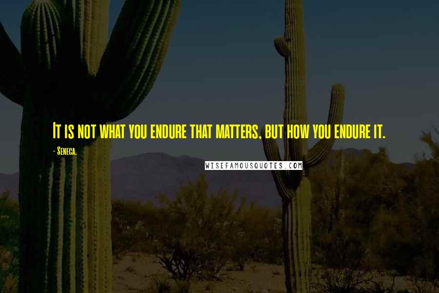 Seneca. Quotes: It is not what you endure that matters, but how you endure it.