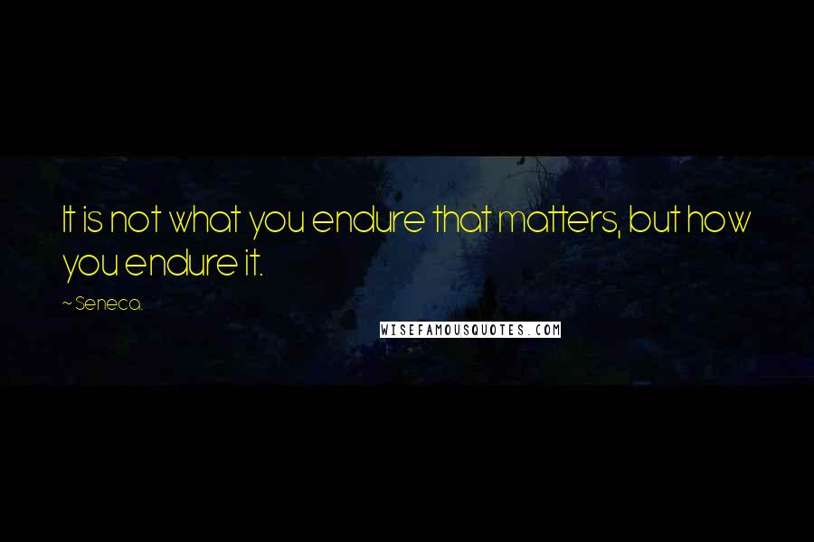 Seneca. Quotes: It is not what you endure that matters, but how you endure it.