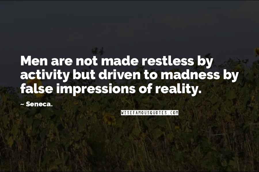 Seneca. Quotes: Men are not made restless by activity but driven to madness by false impressions of reality.