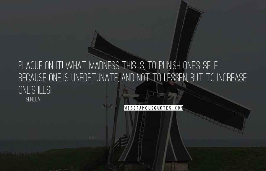 Seneca. Quotes: Plague on it! what madness this is, to punish one's self because one is unfortunate, and not to lessen, but to increase one's ills!