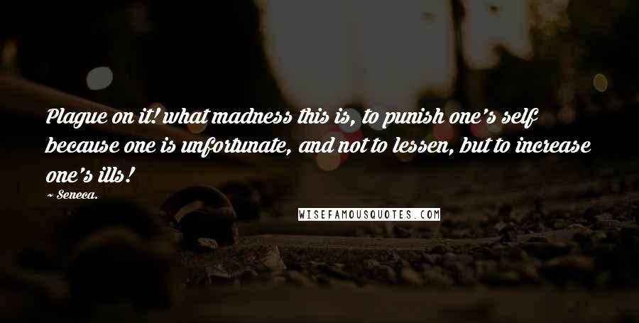 Seneca. Quotes: Plague on it! what madness this is, to punish one's self because one is unfortunate, and not to lessen, but to increase one's ills!