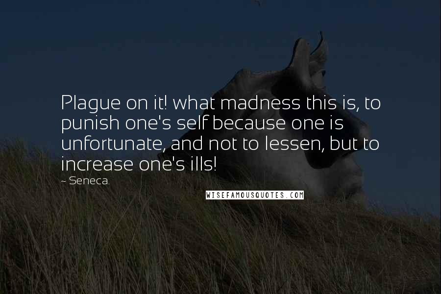 Seneca. Quotes: Plague on it! what madness this is, to punish one's self because one is unfortunate, and not to lessen, but to increase one's ills!