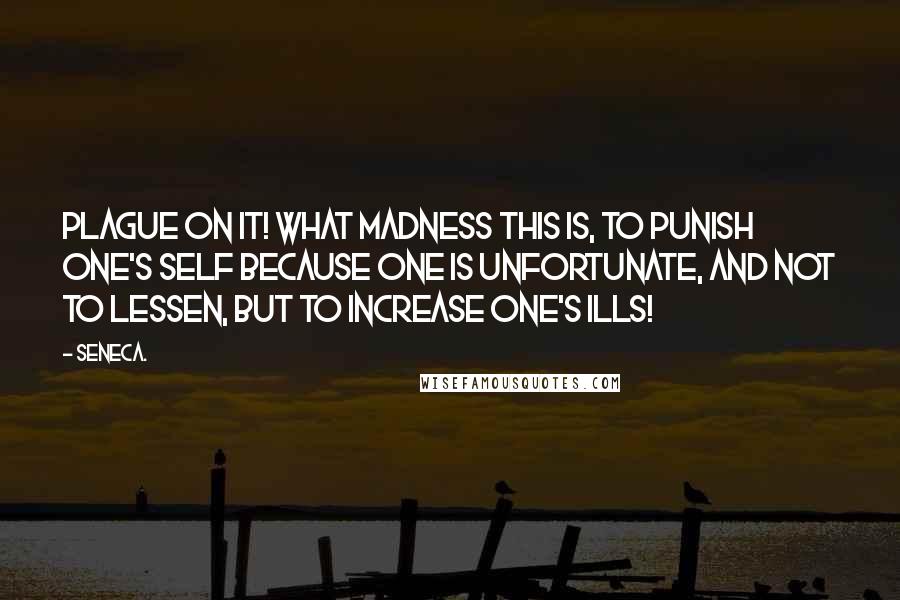 Seneca. Quotes: Plague on it! what madness this is, to punish one's self because one is unfortunate, and not to lessen, but to increase one's ills!