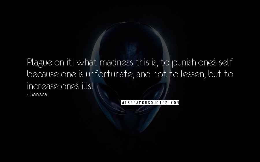 Seneca. Quotes: Plague on it! what madness this is, to punish one's self because one is unfortunate, and not to lessen, but to increase one's ills!