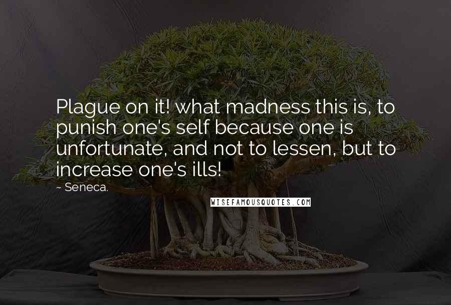 Seneca. Quotes: Plague on it! what madness this is, to punish one's self because one is unfortunate, and not to lessen, but to increase one's ills!