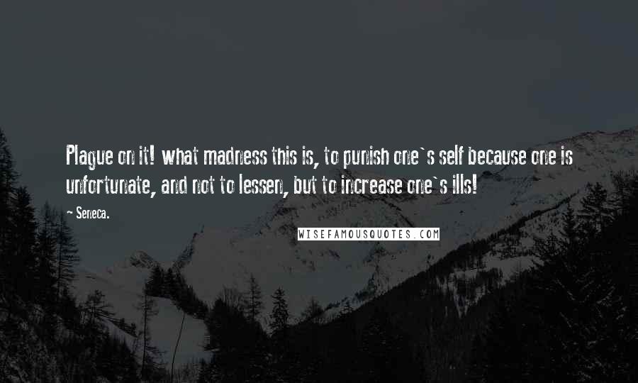 Seneca. Quotes: Plague on it! what madness this is, to punish one's self because one is unfortunate, and not to lessen, but to increase one's ills!