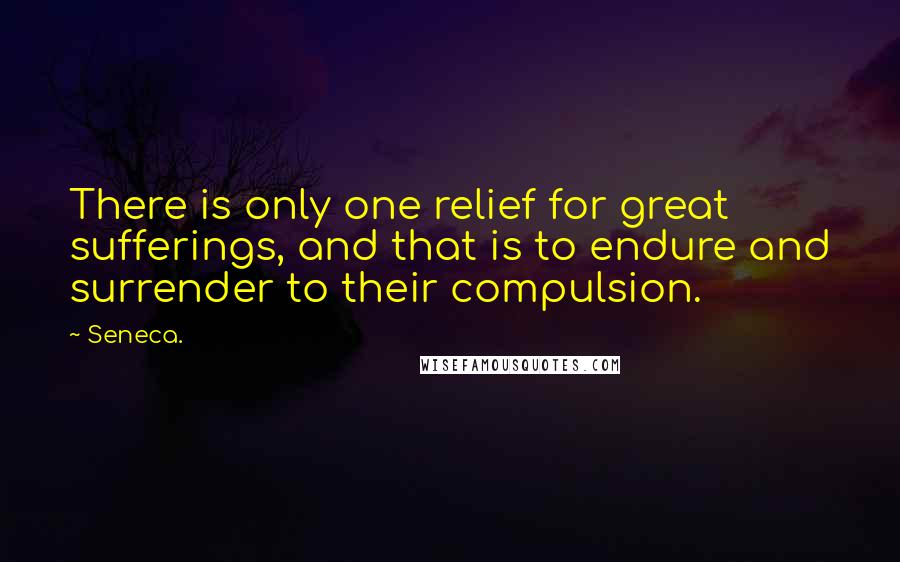 Seneca. Quotes: There is only one relief for great sufferings, and that is to endure and surrender to their compulsion.