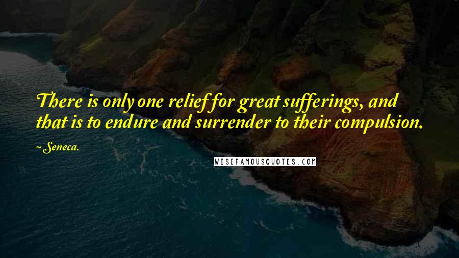 Seneca. Quotes: There is only one relief for great sufferings, and that is to endure and surrender to their compulsion.