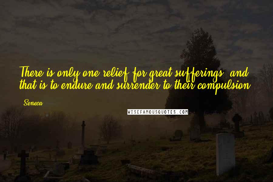 Seneca. Quotes: There is only one relief for great sufferings, and that is to endure and surrender to their compulsion.