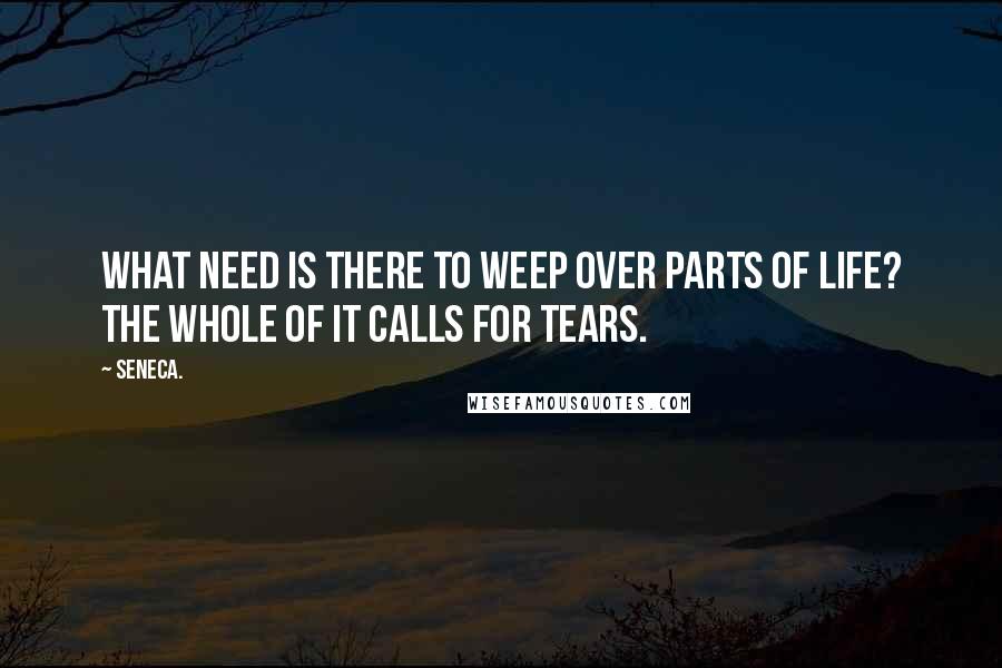 Seneca. Quotes: What need is there to weep over parts of life? The whole of it calls for tears.