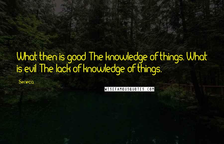 Seneca. Quotes: What then is good? The knowledge of things. What is evil? The lack of knowledge of things.