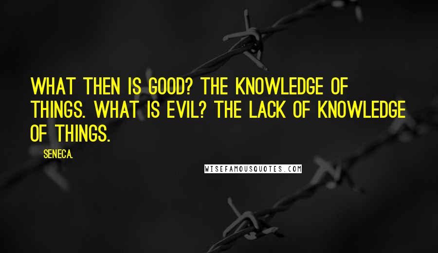 Seneca. Quotes: What then is good? The knowledge of things. What is evil? The lack of knowledge of things.