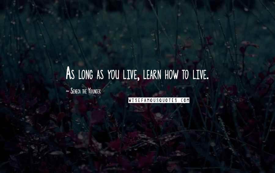 Seneca The Younger Quotes: As long as you live, learn how to live.