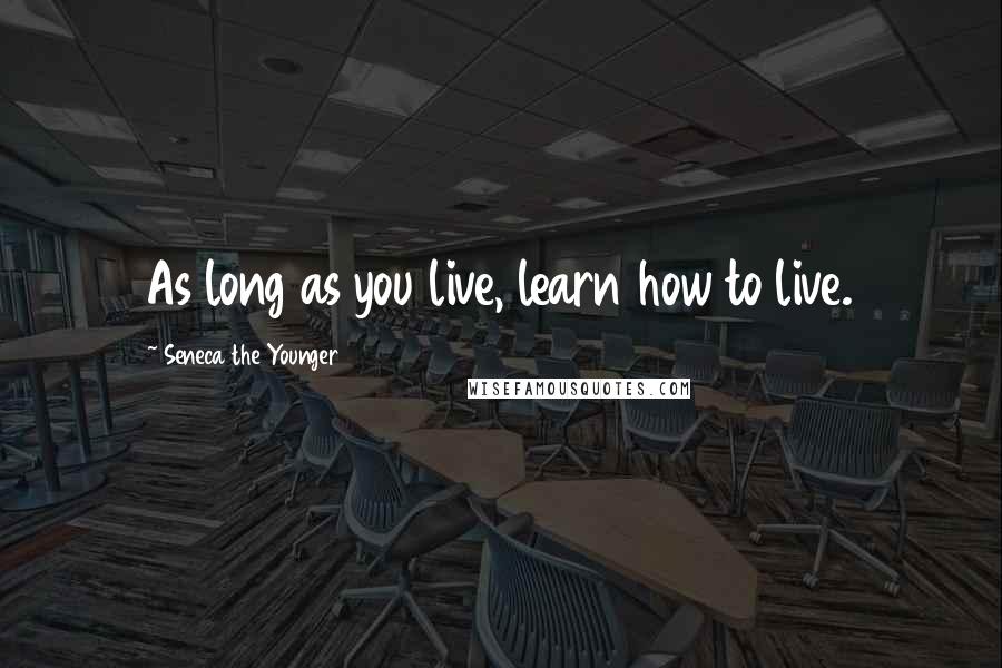 Seneca The Younger Quotes: As long as you live, learn how to live.