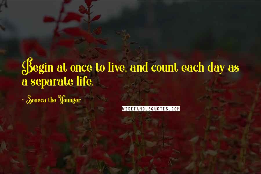 Seneca The Younger Quotes: Begin at once to live, and count each day as a separate life.