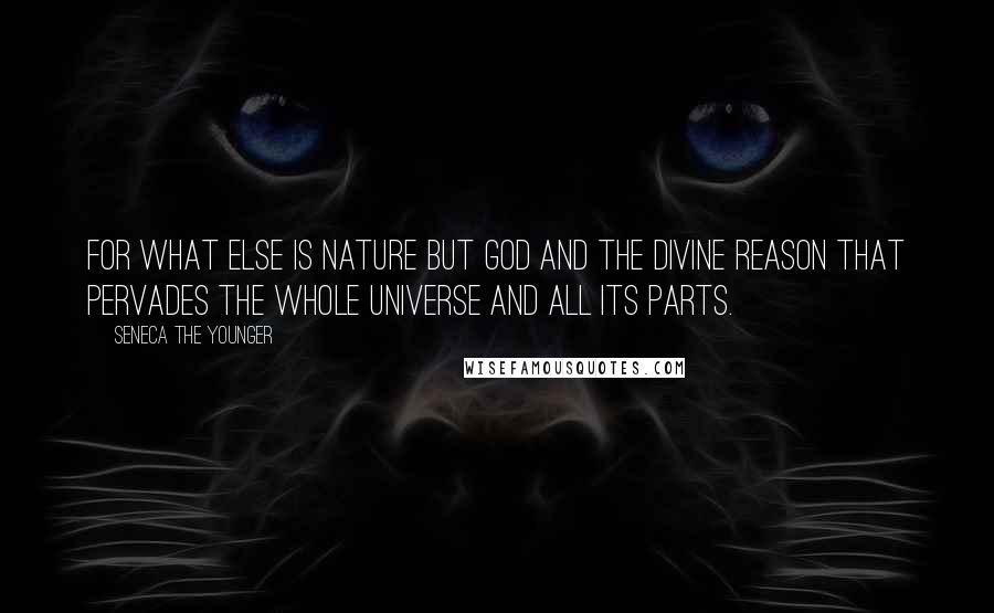 Seneca The Younger Quotes: For what else is Nature but God and the Divine Reason that pervades the whole universe and all its parts.