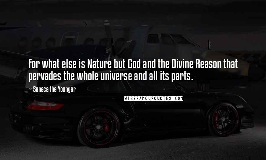 Seneca The Younger Quotes: For what else is Nature but God and the Divine Reason that pervades the whole universe and all its parts.