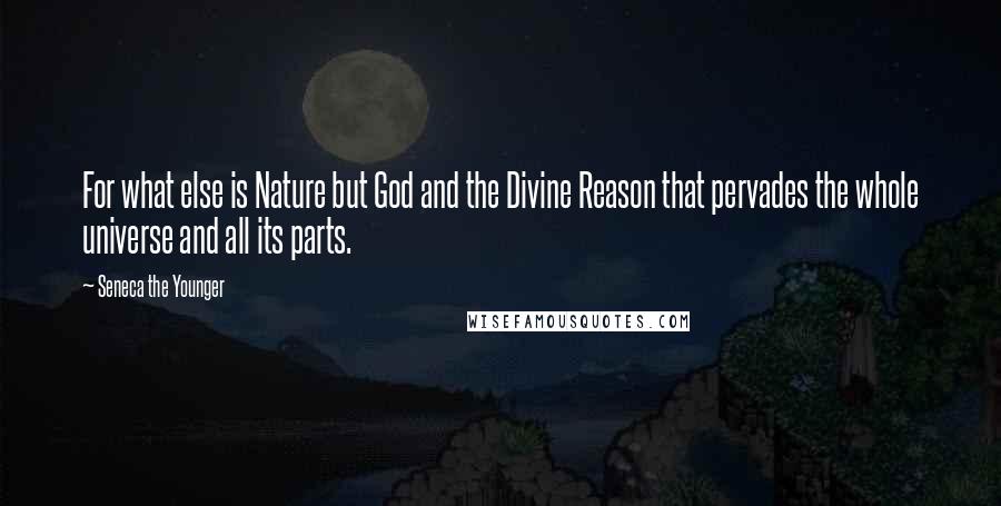 Seneca The Younger Quotes: For what else is Nature but God and the Divine Reason that pervades the whole universe and all its parts.