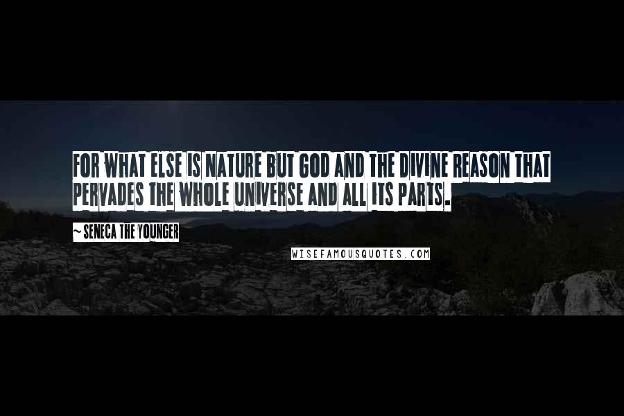 Seneca The Younger Quotes: For what else is Nature but God and the Divine Reason that pervades the whole universe and all its parts.