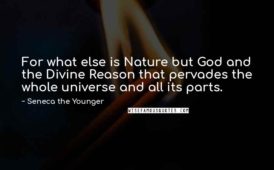 Seneca The Younger Quotes: For what else is Nature but God and the Divine Reason that pervades the whole universe and all its parts.